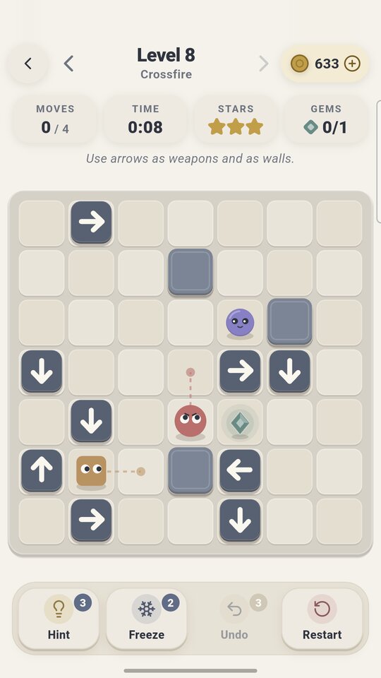 A level with a chaser and a patrol enemy