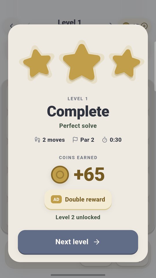 Level complete with three stars